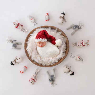 Long Santa Elf Pom Hat Newborn Baby Photography Prop - Beautiful Photo Props