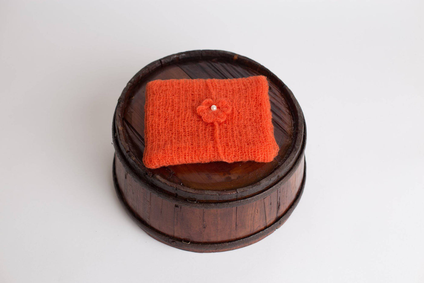 SET Orange Mohair Knit Baby Wrap and Headband - Beautiful Photo Props