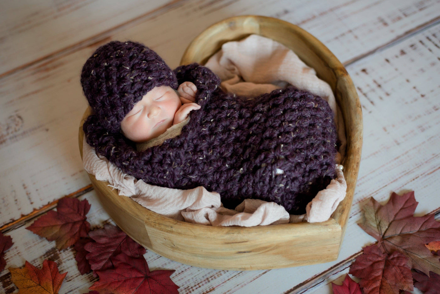 Raisin Purple Newborn Baby Collared Cocoon - Beautiful Photo Props