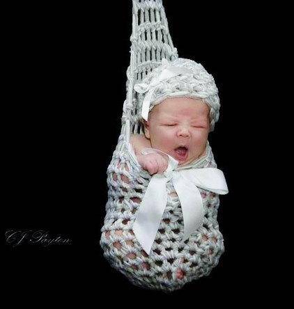Newborn Silver Bells Hat Stork Sack Set - Beautiful Photo Props