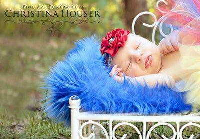 Cobalt Blue Mongolian Faux Fur Photography Prop Rug Newborn Baby Toddler - Beautiful Photo Props