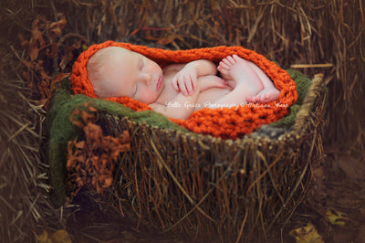 Chunky Baby Bowl Newborn Egg Pumpkin Orange - Beautiful Photo Props