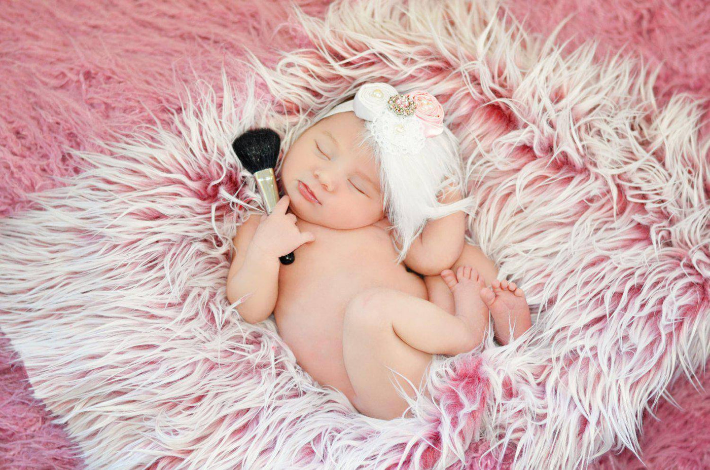 Frosted Red Mongolian Faux Fur Photography Prop Rug Newborn Baby Toddler - Beautiful Photo Props