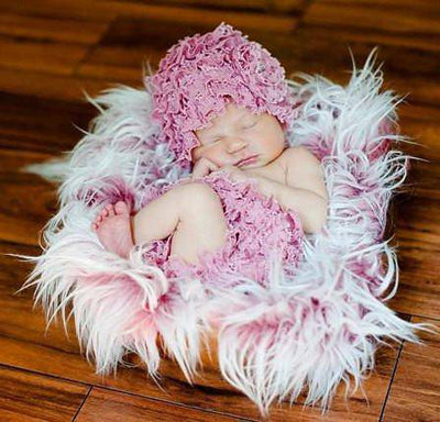 Frosted Red Mongolian Faux Fur Photography Prop Rug Newborn Baby Toddler - Beautiful Photo Props