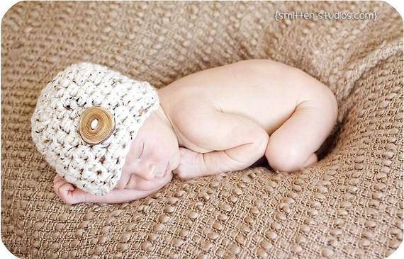 Newborn Baby Hat Oatmeal Beige - Beautiful Photo Props
