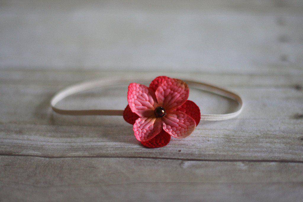Simple Pink Red Flower Headband - Beautiful Photo Props