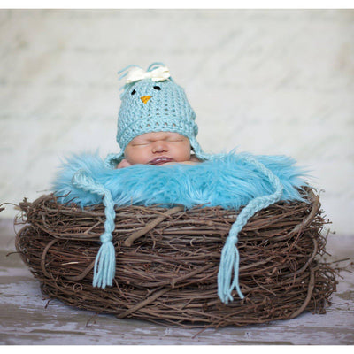 SET Aqua Fur and Wood Branch Nest Owl Bird Photography Prop Newborn Baby - Beautiful Photo Props