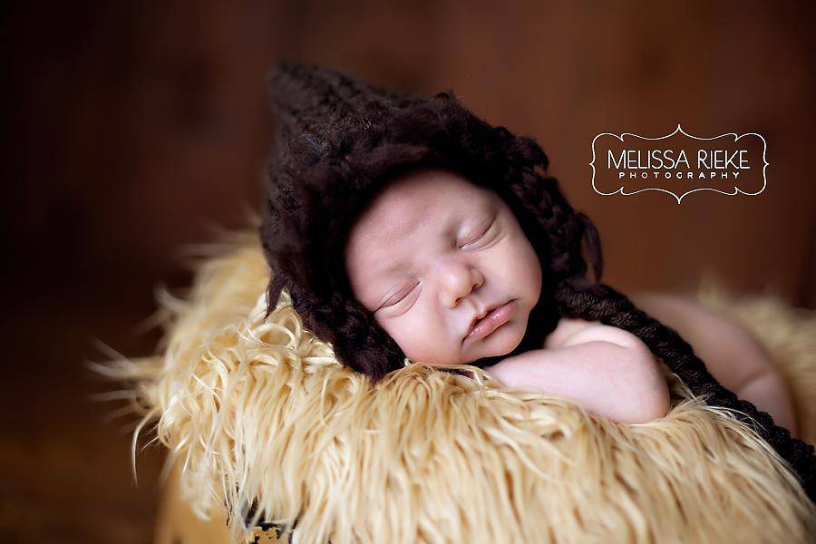 Newborn Fluffy Bonnet Hat Chocolate Brown - Beautiful Photo Props