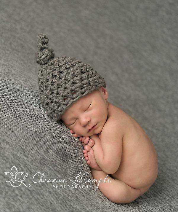 Gray Newborn Knot Hat - Beautiful Photo Props