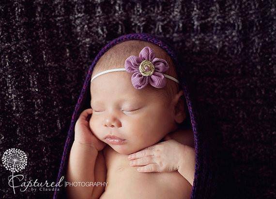 Lavender Gauze Flower Headband - Beautiful Photo Props