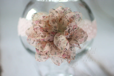 Pink Petals Flower Lace Headband - Beautiful Photo Props