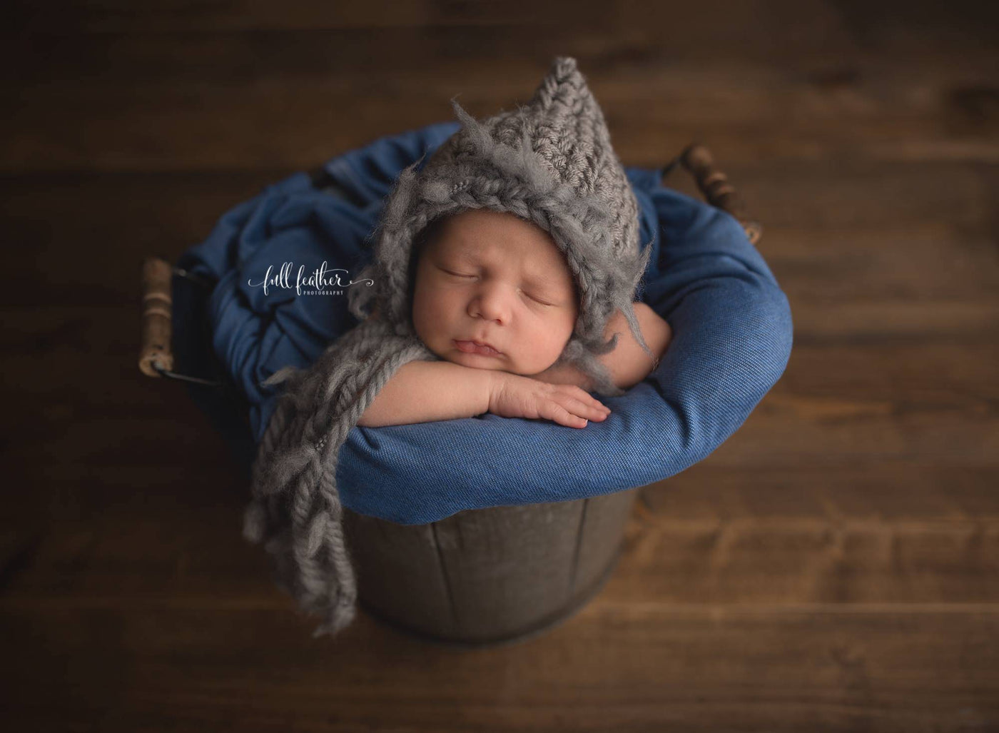 Newborn Fluffy Bonnet Hat in Gray - Beautiful Photo Props