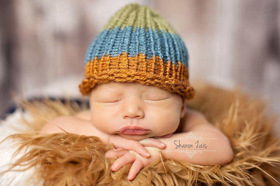 Dusty Blue Green Brown Newborn Knit Hat - Beautiful Photo Props