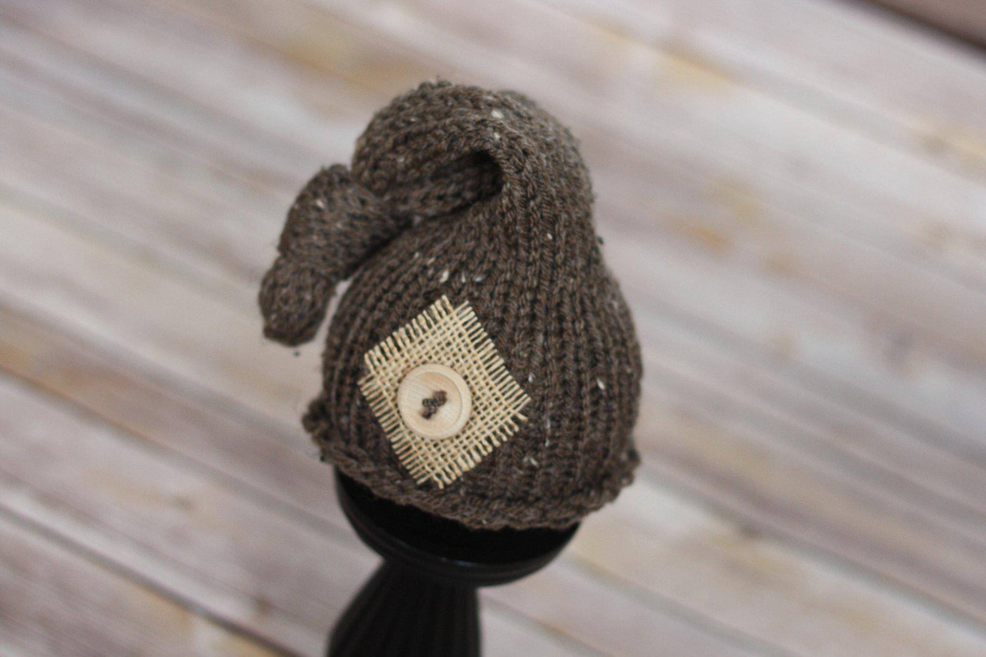 Barley Brown Knit Newborn Pixie Slouch Hat - Beautiful Photo Props