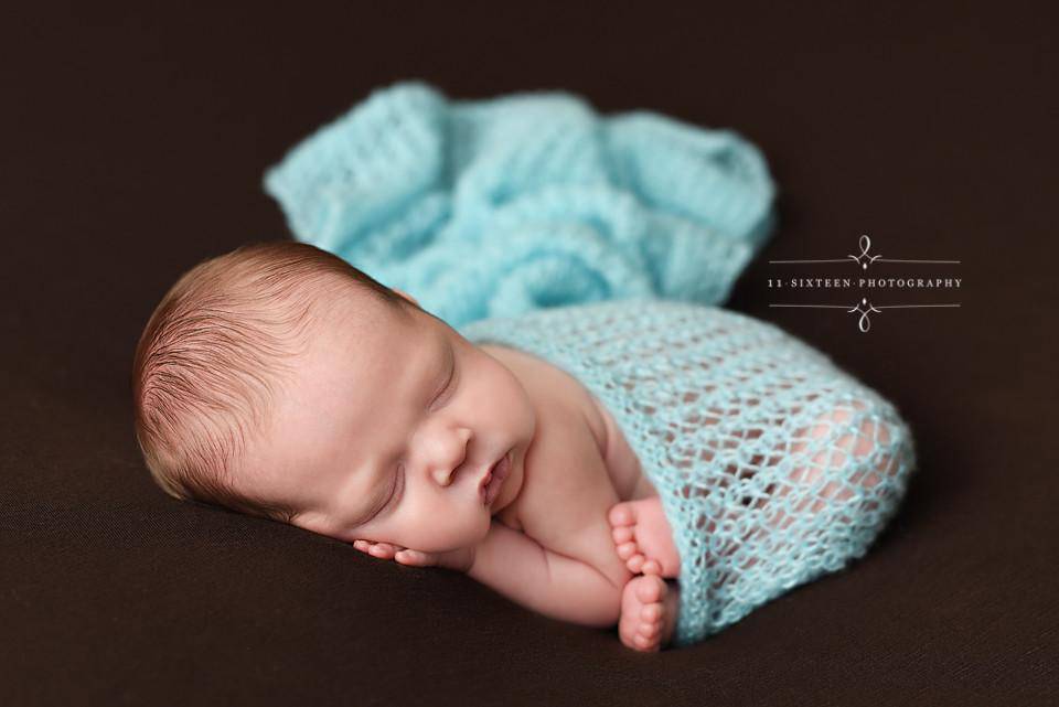 Aqua Blue Mohair Knit Baby Wrap - Beautiful Photo Props