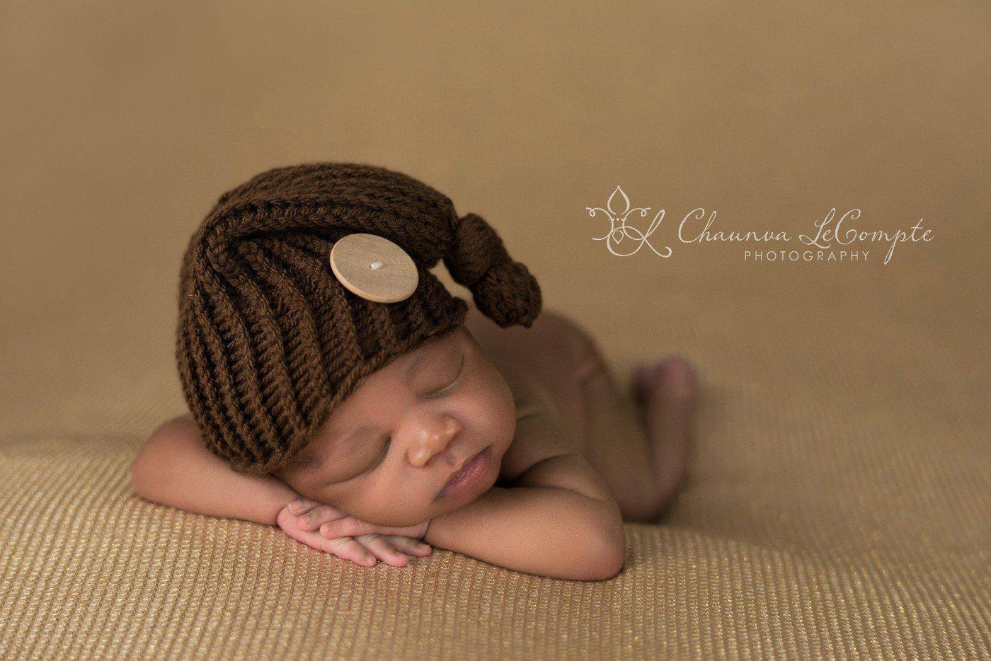 Chocolate Brown Newborn Knit Pixie Hat - Beautiful Photo Props