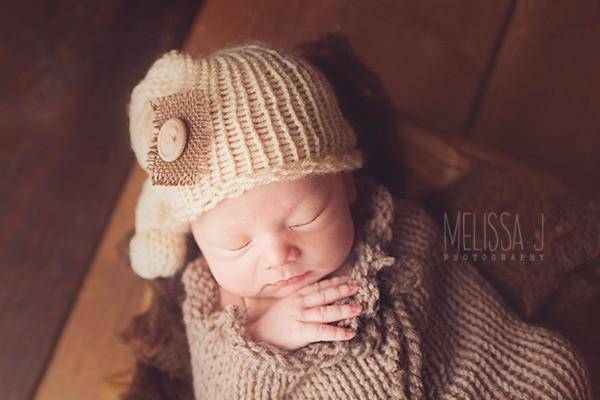 Cream Knit Newborn Pixie Slouch Knot Hat - Beautiful Photo Props