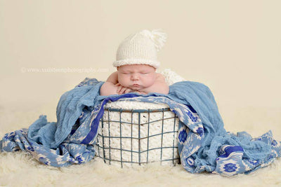 Denim Blue Cheesecloth Baby Wrap Cheese Cloth Fabric Layer - Beautiful Photo Props