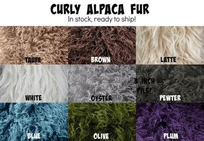 Blue Curly Alpaca Faux Flokati Fur Newborn Photography Prop - Beautiful Photo Props