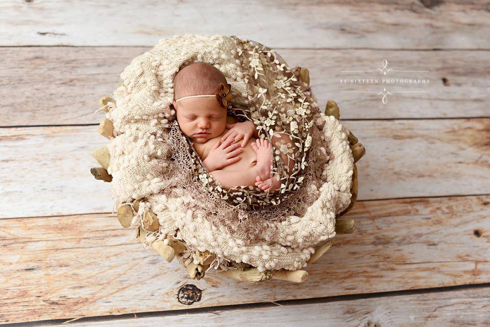 Toffee Brown Tassels Lace Newborn Baby Wrap Layer - Beautiful Photo Props