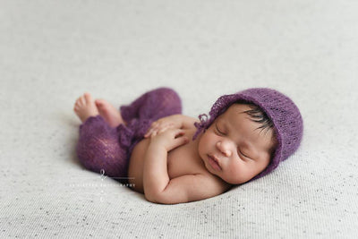 Purple Mohair Newborn Pants and Hat Set - Beautiful Photo Props