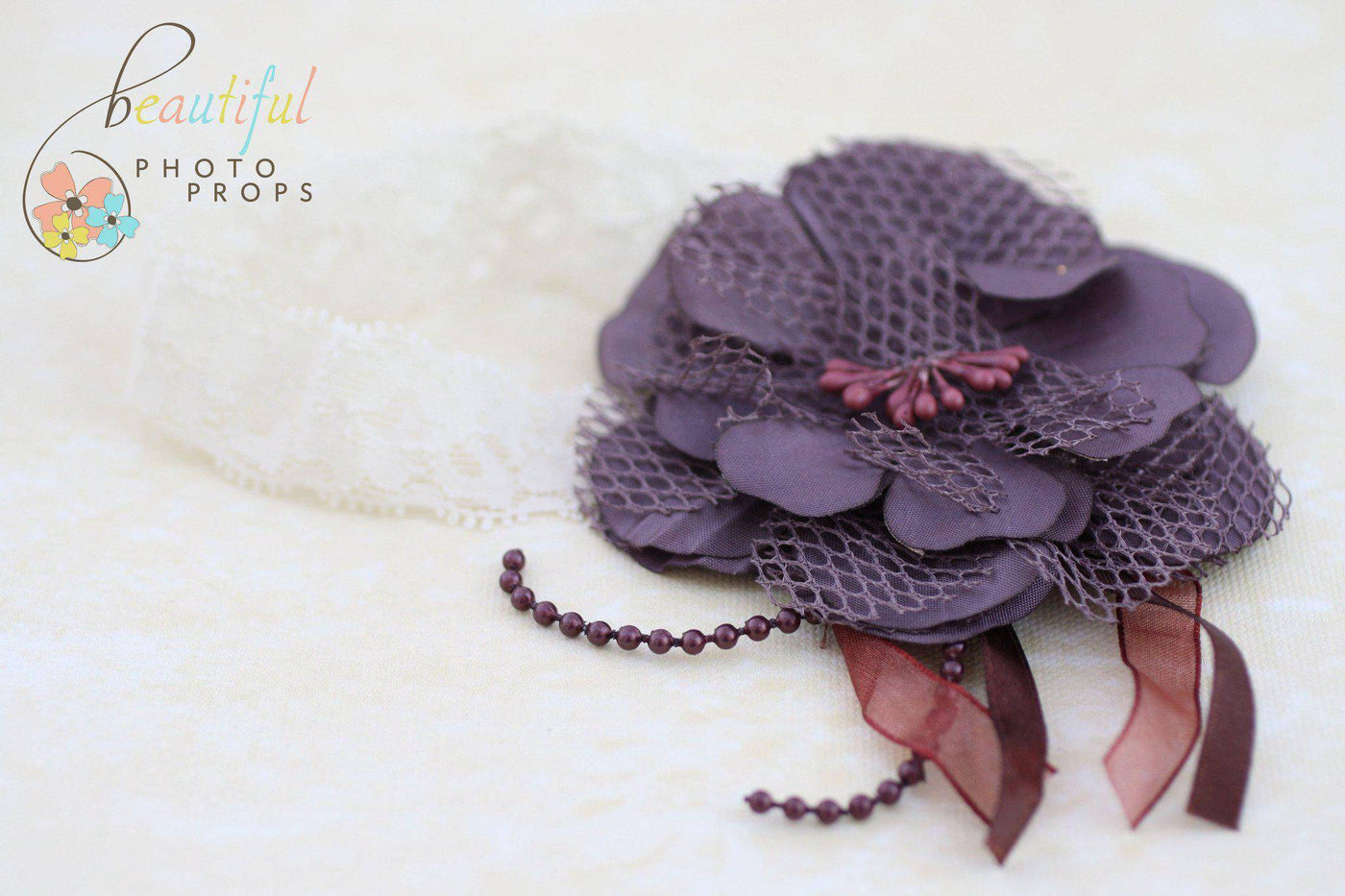 Purple Petals Flower Lace Headband - Beautiful Photo Props