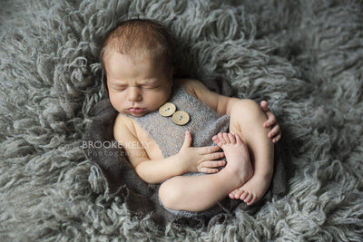 Light Gray Mohair Button Overalls Pants - Beautiful Photo Props