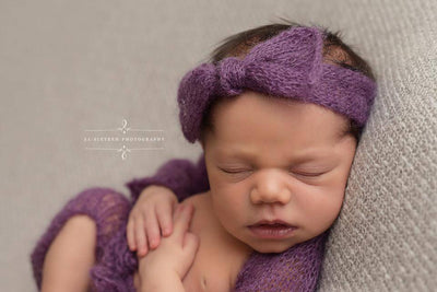 Purple Wide Bow Mohair Headband - Beautiful Photo Props