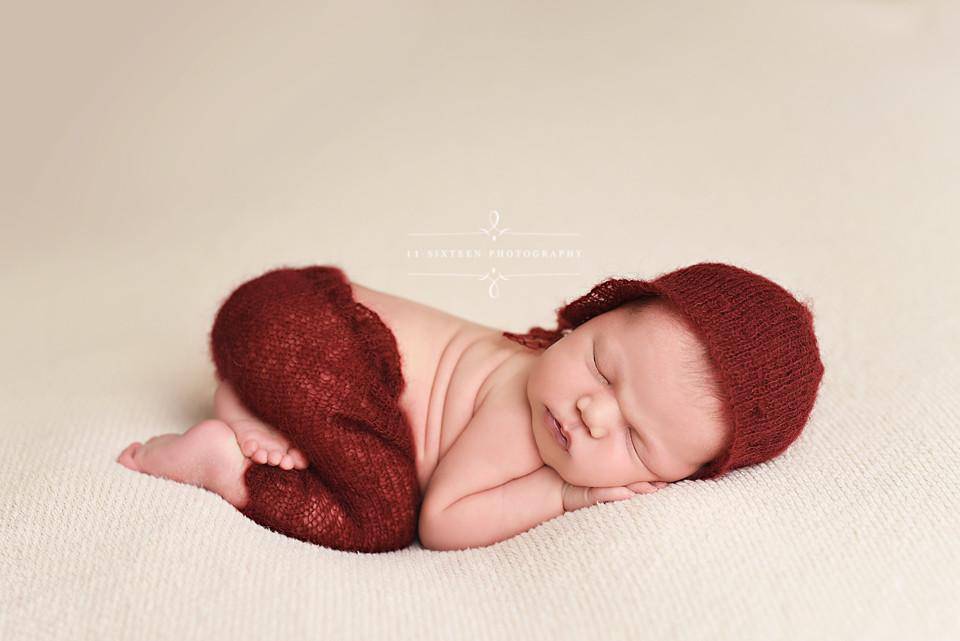 Burgundy Red Mohair Newborn Pants and Hat Set - Beautiful Photo Props