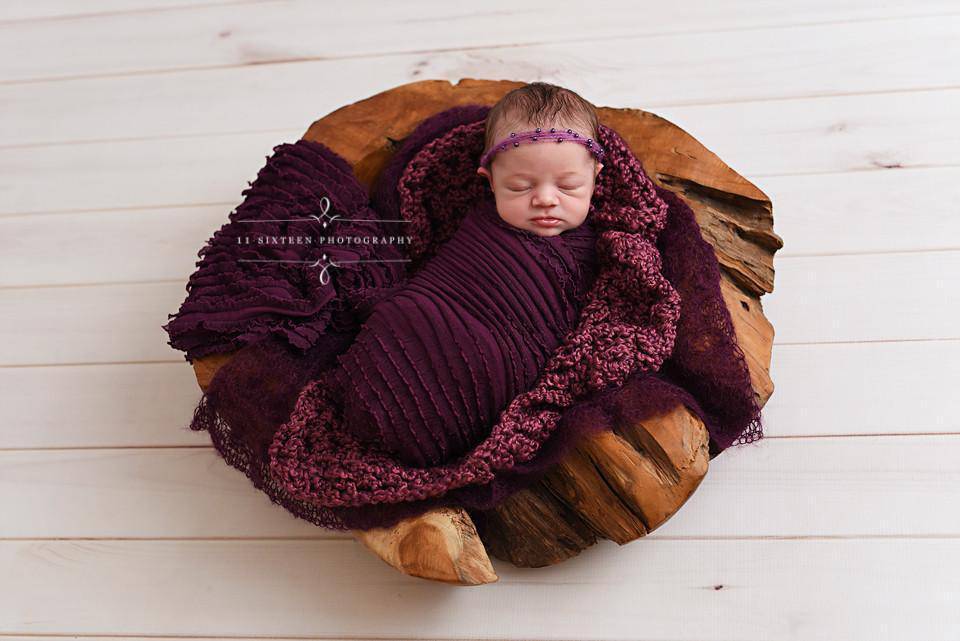 Plum Purple Homespun Newborn Baby Blanket