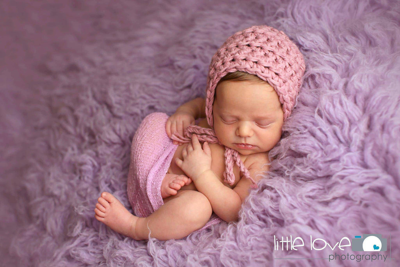 Rose Pink Cotton Baby Bonnet Hat - Beautiful Photo Props