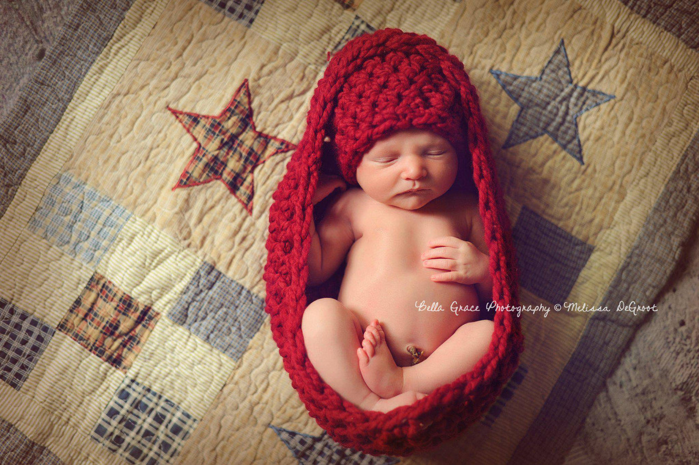 Cranberry Red Baby Bowl And Hat Set - Beautiful Photo Props