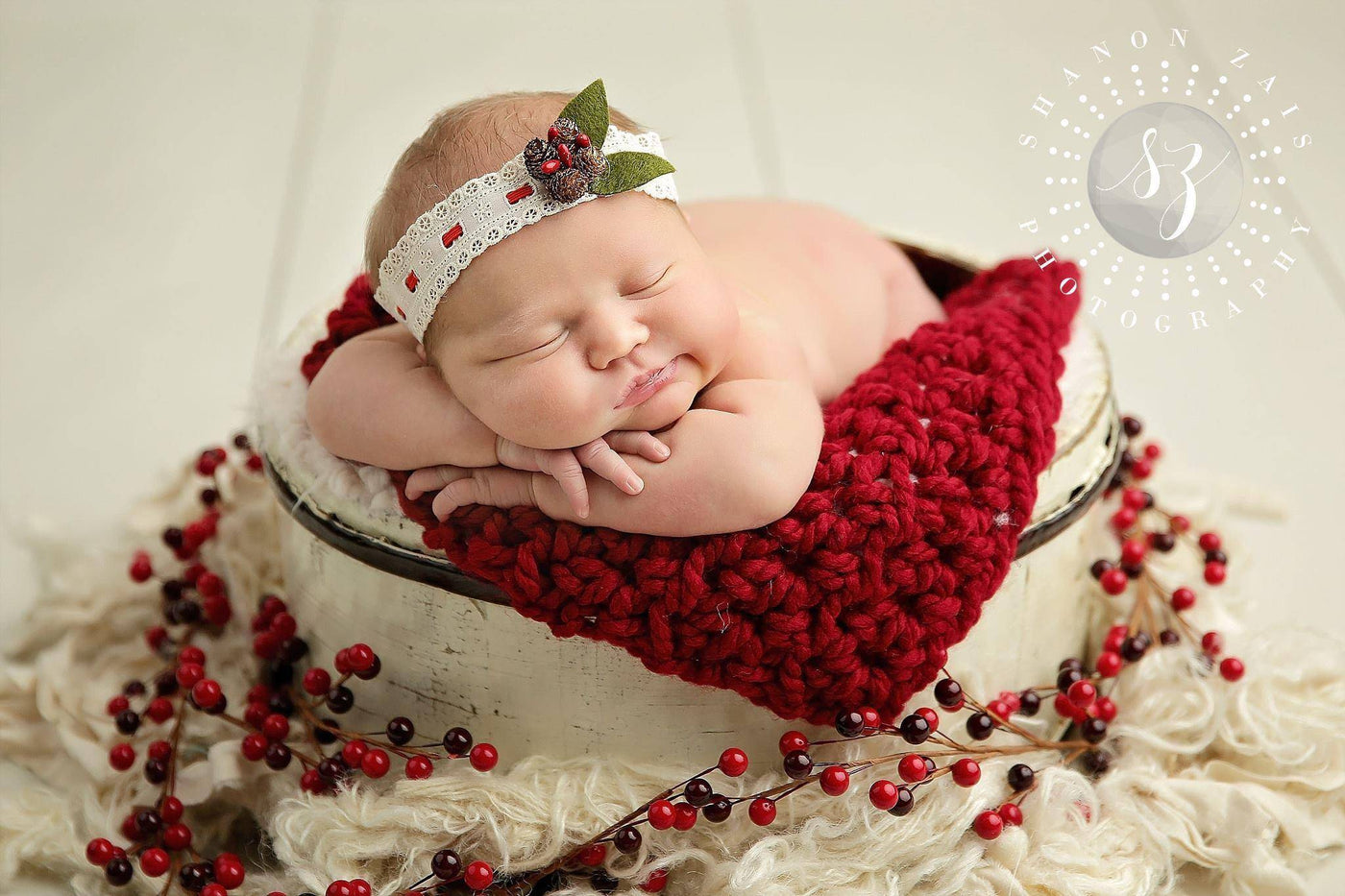 Cranberry Red Newborn Baby Blanket - Beautiful Photo Props