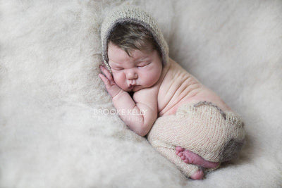 Mohair Pocket Pants and Hat Set in Beige and Toffee Brown - Beautiful Photo Props