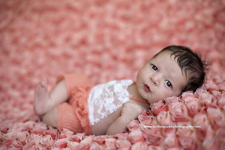 Peach Lace Front Mohair Knit Newborn Romper - Beautiful Photo Props