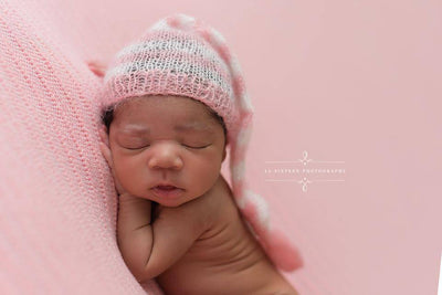 Pink and Cream Newborn Mohair Pixie Baby Hat - Beautiful Photo Props