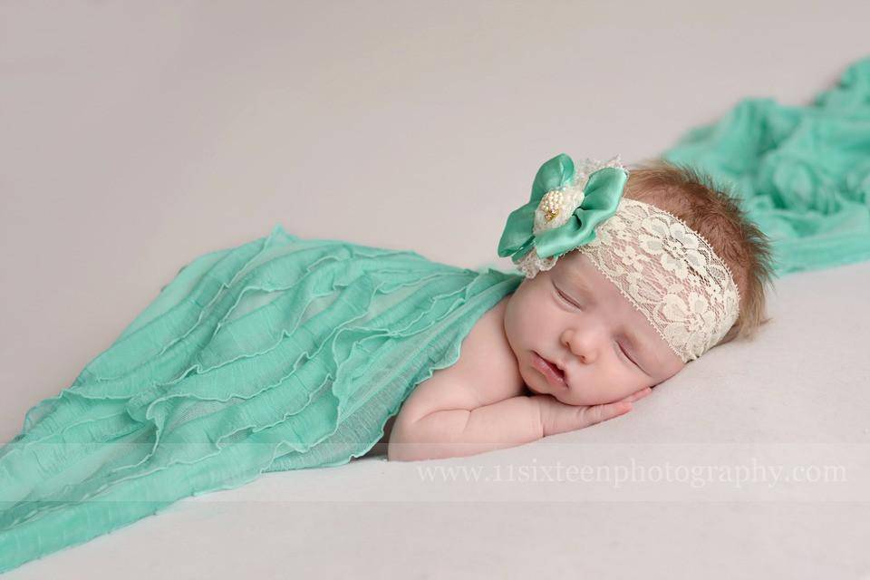 SALE Ruffle Stretch Knit Wrap in Mint Green 50X6 - Beautiful Photo Props