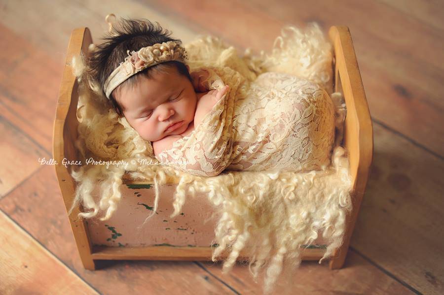 Stretch Lace Baby Wrap in Tan - Beautiful Photo Props