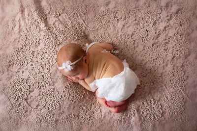 White Ruffle Bum Lace Newborn Tieback Romper - Beautiful Photo Props