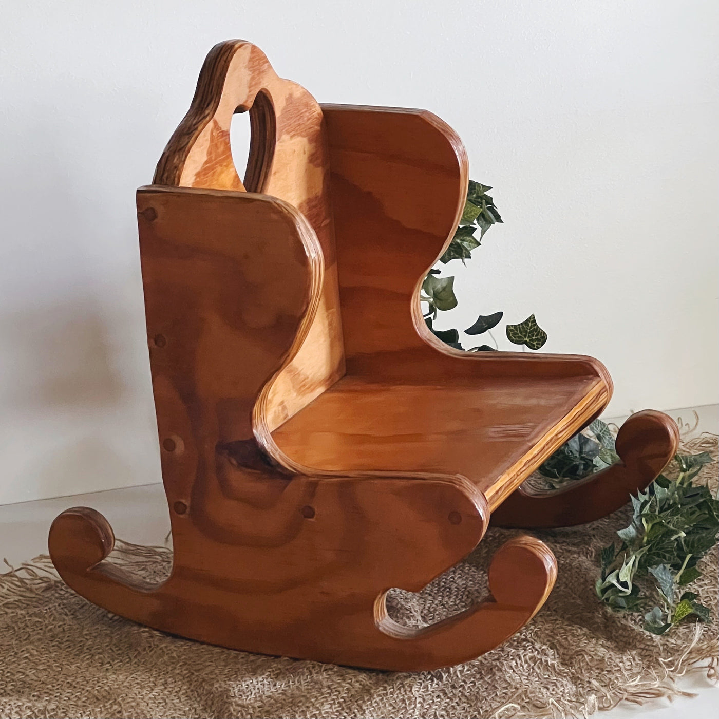 Wide Newborn Wooden Posing Rocking Chair with Heart - Beautiful Photo Props