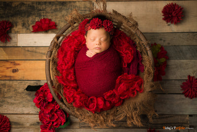 Dark Red Stretch Knit Baby Wrap - Beautiful Photo Props