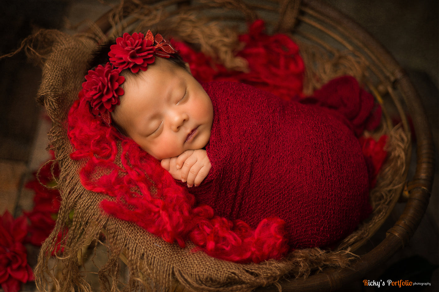 Dark Red Stretch Knit Baby Wrap - Beautiful Photo Props
