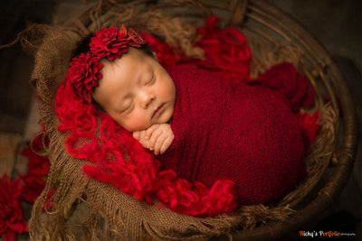 Dark Red Stretch Knit Baby Wrap - Beautiful Photo Props