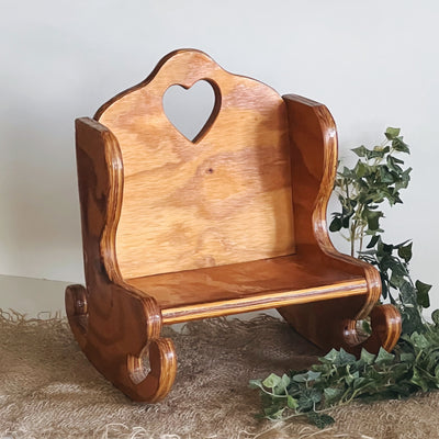 Wide Newborn Wooden Posing Rocking Chair with Heart - Beautiful Photo Props