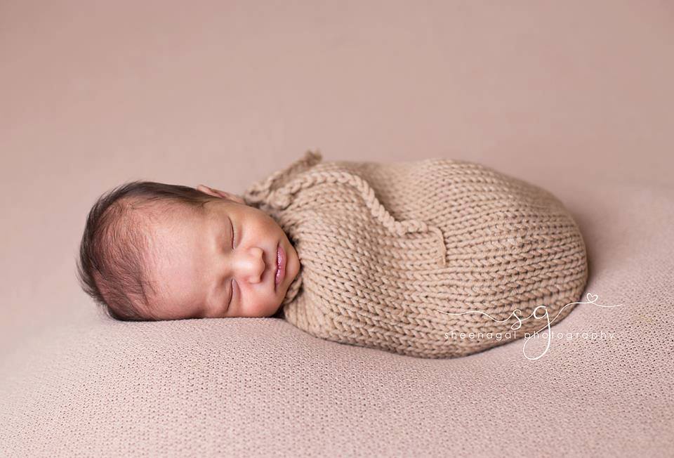 Beige Newborn Knit Swaddle Sack - Beautiful Photo Props