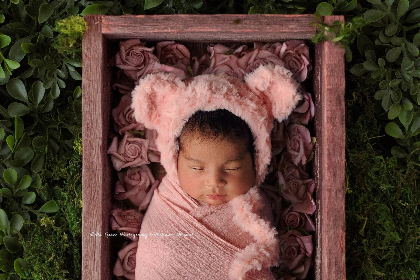 Pink Faux Fur Newborn Teddy Bear Hat - Beautiful Photo Props