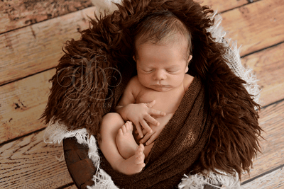 Dark Brown Curly Alpaca Faux Flokati Fur Newborn Photography Prop - Beautiful Photo Props