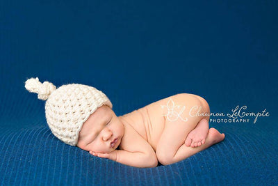 Cream Newborn Knot Hat - Beautiful Photo Props