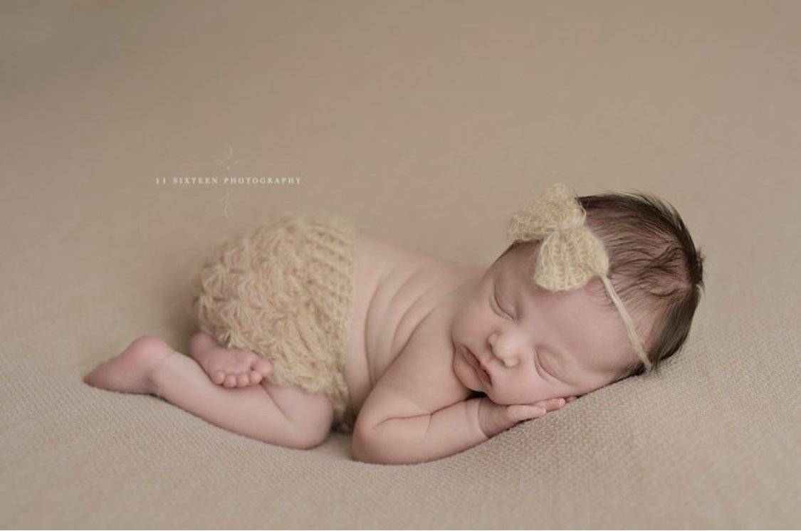 Beige Newborn Mohair Skirt and Headband Set - Beautiful Photo Props