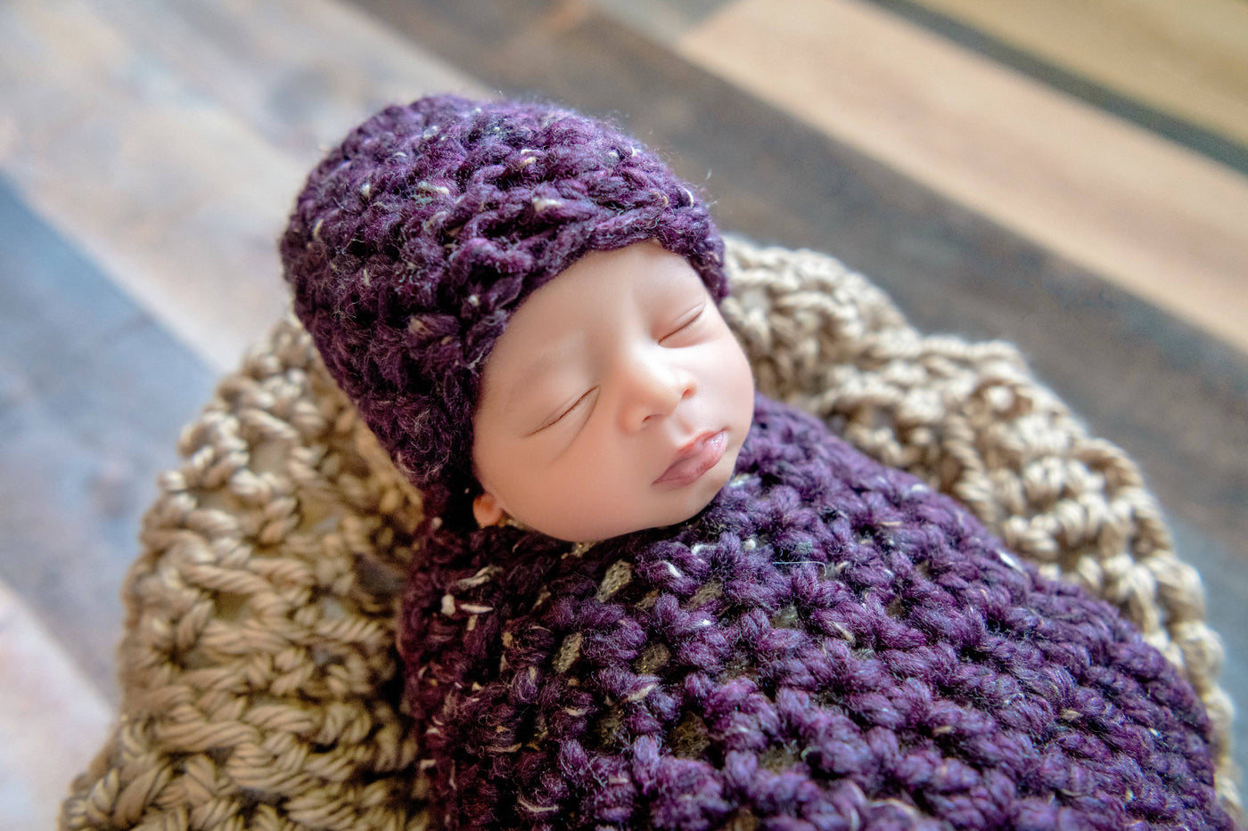 Raisin Purple Newborn Cocoon And Hat Set - Beautiful Photo Props